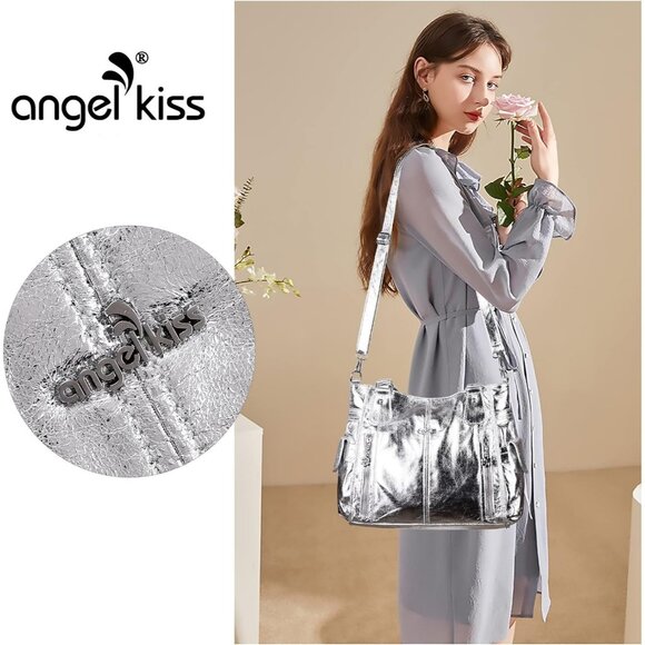 Women's Top-Handle Hobo Casual Shoulder Bags PU Tote Satchel Purse - Picture 8 of 9